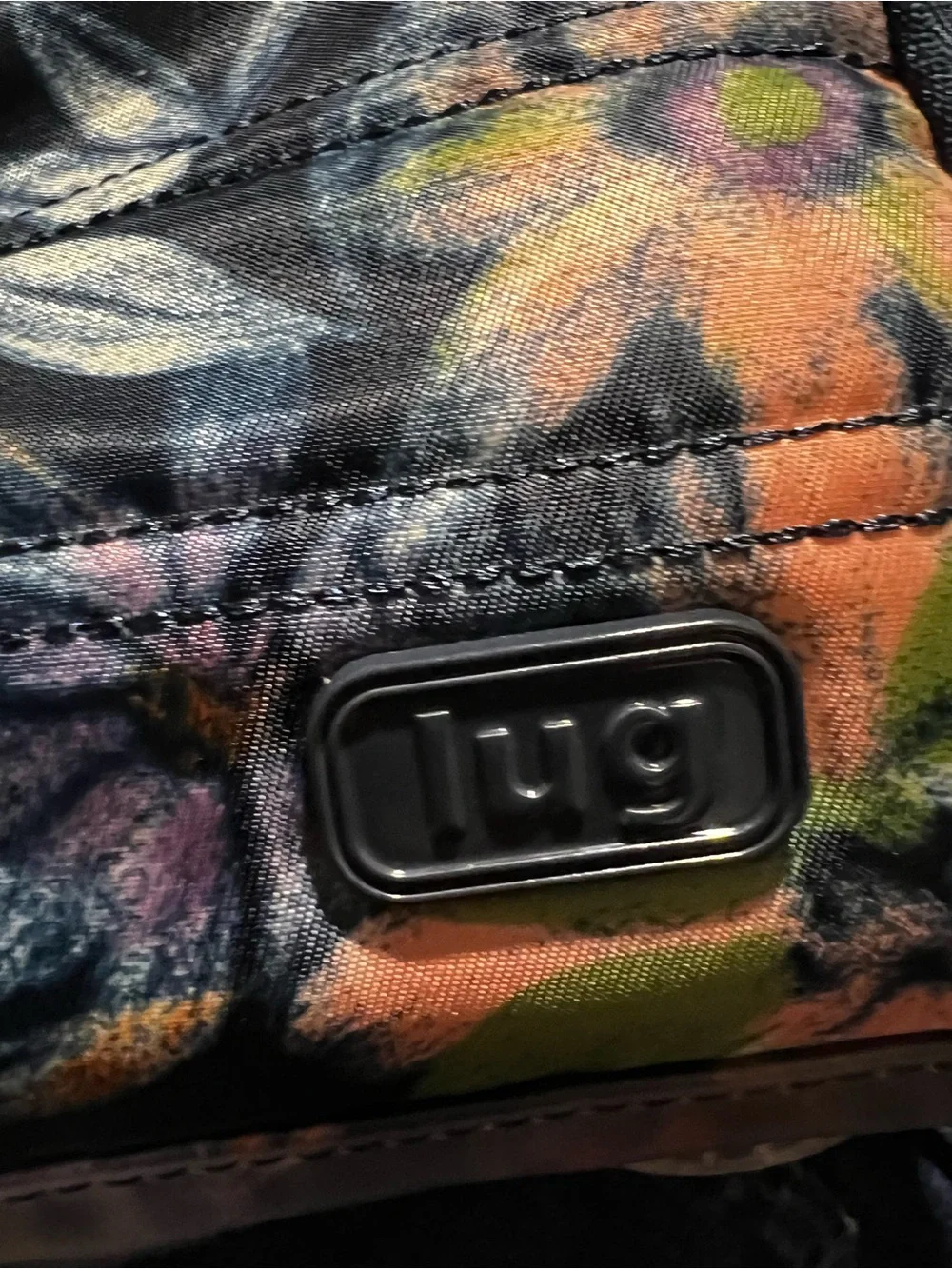 lug Quilted Floral Cosmetic Pouchs (2)in Black with Orange, Purple and Green